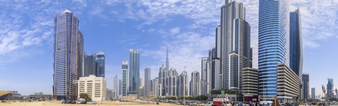 UAE, Dubai downtown financial skyline and business shopping center near Dubai Mall