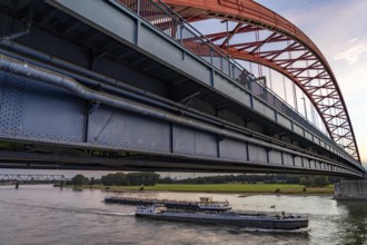 The Bridge of Solidarity, the longest tied-arch bridge in Germany, over the Rhine from