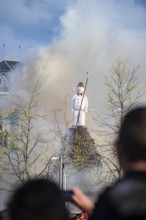 Burning of the Böög, a snowman doll, symbol of winter, Sechseläuten or Sächsilüüte, Zurich Spring