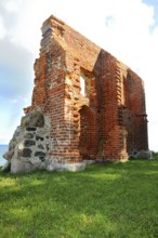 Ruins of a medieval church that fell into the sea after severe beach erosion in Trzesacz, Western