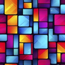 Abstract background composed of overlapping rectangles in various shades of vibrant colors, AI