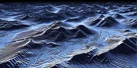 Abstract topographic map contour with complex terrain patterned, AI generated