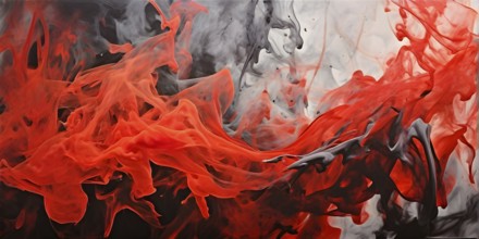 Abstract art of orange liquid smoke in dynamic motion, AI generated