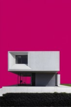 AI generated minimalistic architecture house design in monochrome grey structure with vibrant