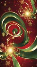 Abstract wallpaper illustration of Christmas symbols for gift cards, swirling shapes and lines, in