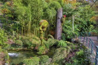 Moss sculptures on the Gilf promenade in the spa area, Merano, Burggrafenamt, Adige Valley, South