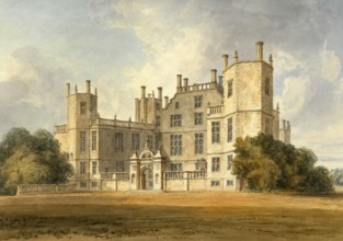 South View of Sherbone Castle, Dorsetshire, Seat of the Earl of Digby, England, digitally restored