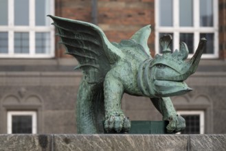 Dragon, bronze statue, Radhus, City Hall, Copenhagen, Denmark, Europe