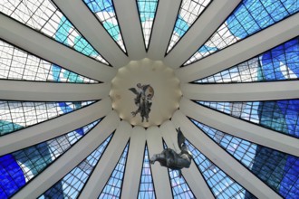 Angels hanging from the stained-glass ceiling, Roman Cathedral of Brasilia or Metropolitan