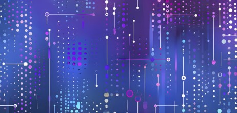 Artificial intelligence, lines, dots and pattern, vibrant blue and purple hues, abstract wallpaper