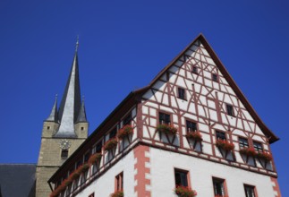 Upper market square and St Michael's Church in Zeil am Main, Hassberge district, Lower Franconia,