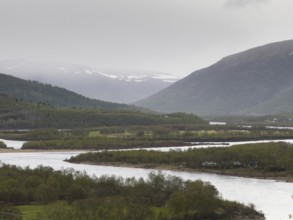 Tana or Tanaelva River, view of the river, which forms the border between Northern Finnish Lapland