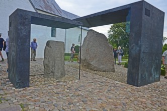 Carved Runestones, 10th century, World Heritage Site, Jelling Stones, Jelling, Jutland, Denmark,