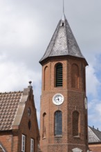 Bell tower, brick building, Mittelstraße, Wyk, Föhr, North Sea island, North Frisia,