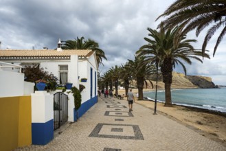 Beach promenade, Luz, near Lagos, Algarve, Portugal, Europe