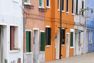 Colourful residential buildings in Burano, Veneto, Italy, Europe