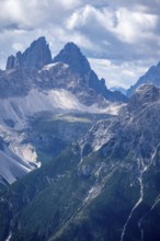 View from the Carnic main ridge to the Sesto Dolomites with the Three Peaks, Carnic Alps,