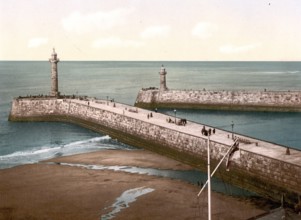 The Pier in Whitby, a historic harbour town on the North Sea coast of Yorkshire in England, c.