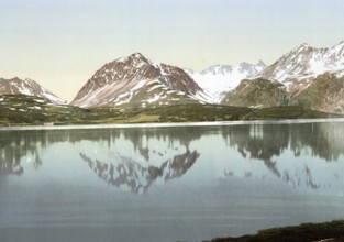 Lyngseidet, Lyngenfjord, fjord in Fylke Troms, Norway, View from 1885, Historical, digitally