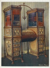 Furniture around the turn of the century 1900, Double secretary and bookcase cabinet inlaid by the