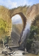 Natural bridge, Virginia, USA, Historic, digitally restored reproduction from a 19th century