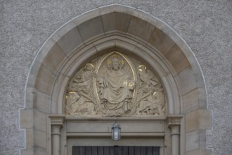 Entrance portal of the Catholic parish church of Our Lady, neo-Gothic basilica built 1892-94,