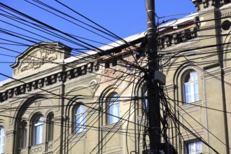 Buildings at the Piata Sankt Georg, Sf. Gheorghe, electric lines, Romania, Banat, Timisoara,