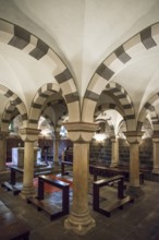 Interior view, crypt, Romanesque monastery church, Maria Laach Benedictine Abbey, Eifel,