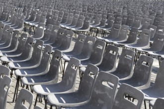 Empty chairs, here in St Peter's Square in Rome in front of a papal audience, Vatican, Italy,