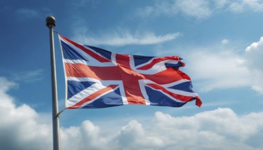 The flag of Great Britain flutters in the wind