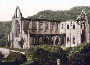 Tintern Abbey, Abaty Tyndyrn, a ruined abbey in the Welsh Wye Valley near the village of Tintern,