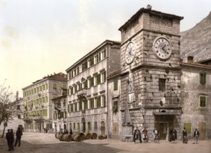 Cattaro, today Kotor, Army Square, Dalmatia, now Montenegro, Austro-Hungary, digitally restored