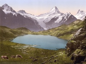 See und Faulhorn, Bernese Oberland, Switzerland, Historic, digitally restored reproduction from a