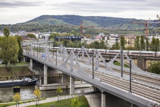 Deutsche Bahn AG's new Neckar Bridge with a view of Bad Cannstatt. The bridge is part of the