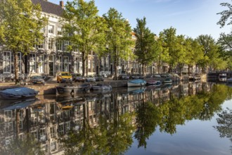 Typical canal in the Dutch capital Amsterdam, North Holland, Netherlands