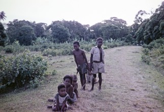 A group of children in a rural area near Fort George, Trinidad, around 1962