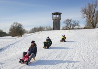 Recklinghausen, North Rhine-Westphalia, Germany - Sunny winter landscape in the Ruhr area, Emscher