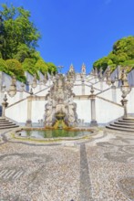 Monumental baroque stairway leading Bom Jesus do Monte church, Braga, Minho Province, Portugal,