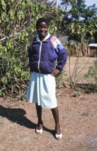 Full-length portrait of a standing young woman, Malawi, Southern Africa, 1995, Africa