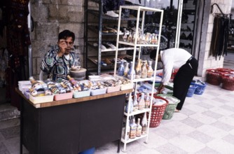 Tourist souvenir shop on the street of Aqaba, Jordan 1998