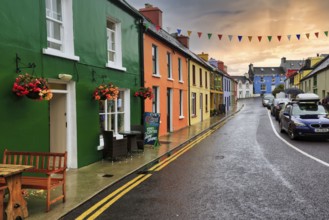 Colourful houses, facades in Eyeries, Ring of Beara coastal road, County Cork, Wild Atlantic Way,