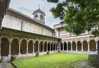 Cloister of Cistercian Abbey of St. Mary of Piona, Lecco, Lake Como, Lago di Como, Italy, Europe