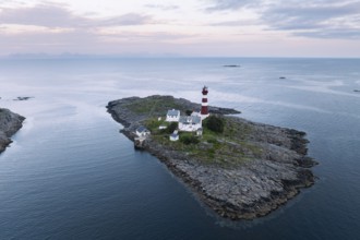 Lighthouse on the island of Skrova, Lofoten, Norway, Europe