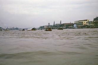 Boote auf dem Fluss Chao Phraya, Bangkok, Thailand, 1964, Asia