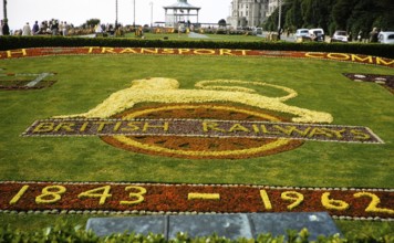 Floral tribute to the British railways 1843 1962, The Leas, Folkestone, Kent, England, UK, 1962