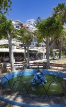 Restaurants on the promenade of Agia Galini, south coast, Crete, Greece, Europe