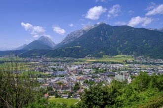 From Frundsberg Castle, view of Schwaz and the Inn Valley, Schwaz, Inn Valley, Tyrol, Austria,