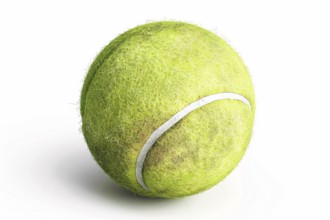 Single tennis sports ball on white background. Generative AI, AI generated