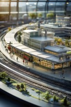 Scale model of a railway station, AI generated