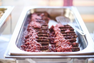 Vegan meat on a marriage buffet, Bavaria, Germany, Europe